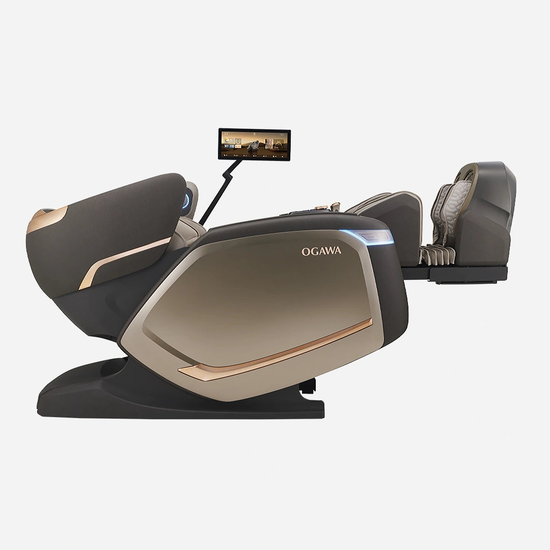 Side view of BioVis Massage Chair with footrest enabled
